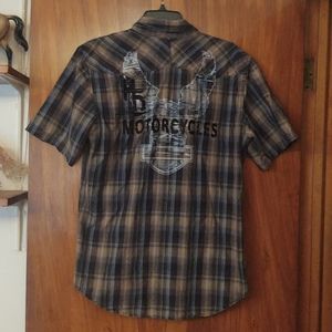 HARLEY DAVIDSON plaid button down shirt